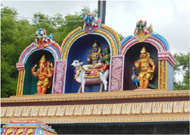 Entrance To Temple - Lord Shiva with Lord Ganesha & Lord Muruga